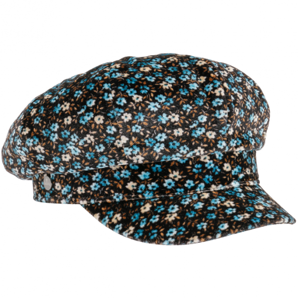 Topi newsboy dengan motif floral
